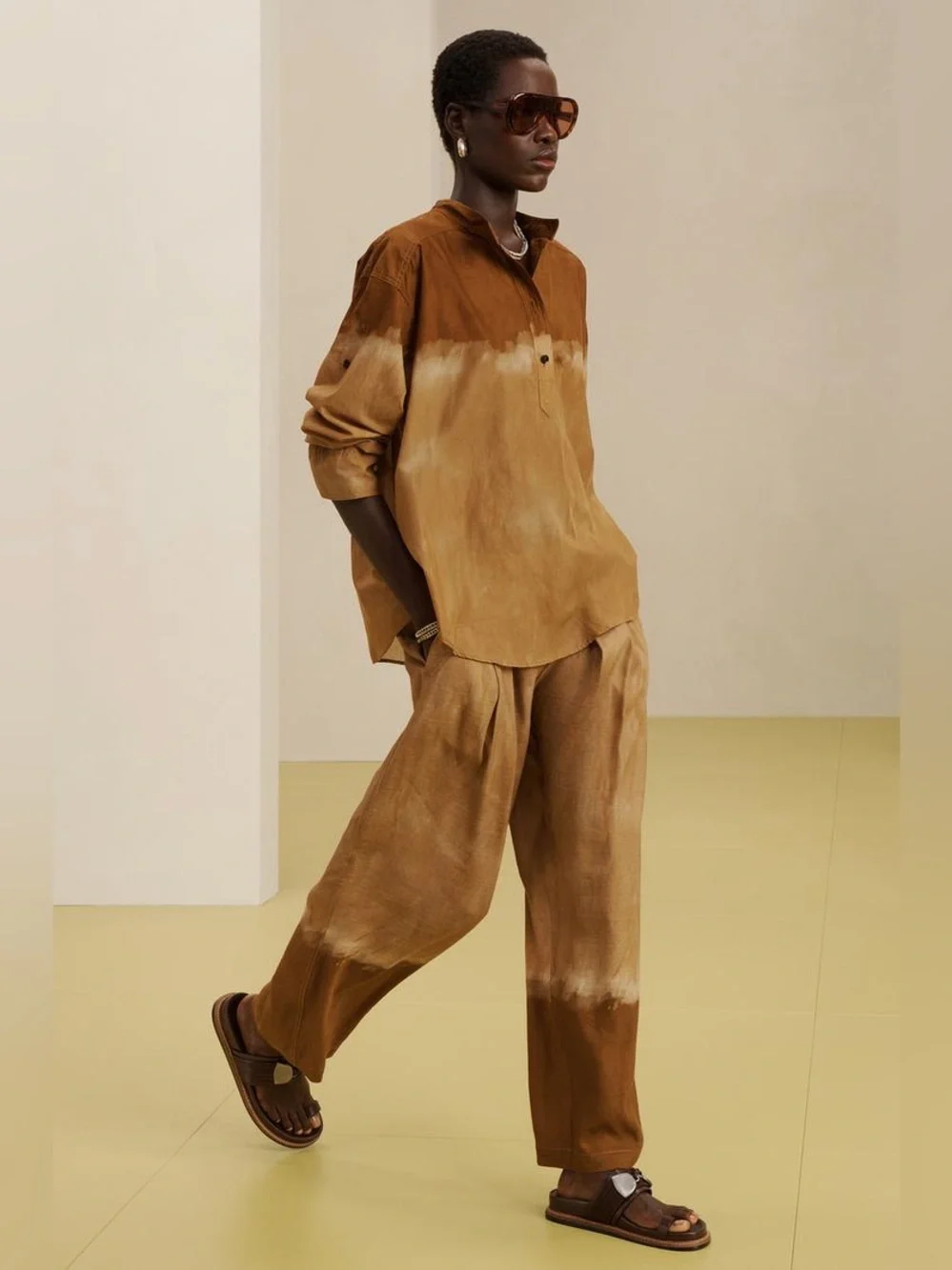 NWT. Zara SRPLS Sand/Marl Viscose/Linen Blend Mid-Rise Pants. Size L.